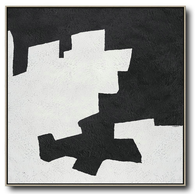 Handmade Large Contemporary Art,Oversized Minimal Black And White Painting - Modern Paintings On Canvas